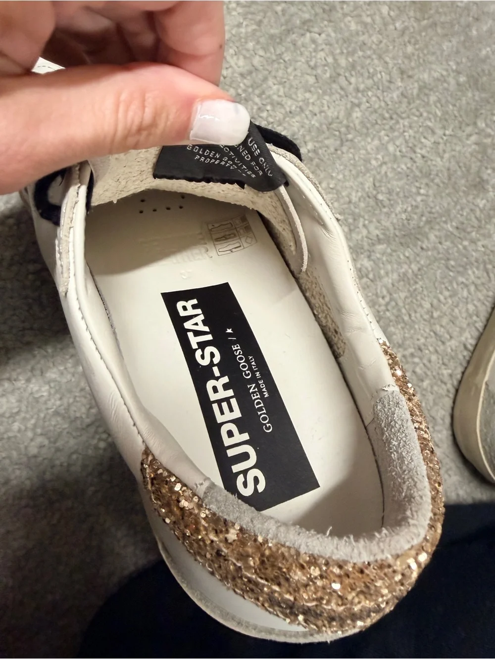 Golden Goose White Sneakers with Silver Star and Gold Heel - Picture 5 of 6